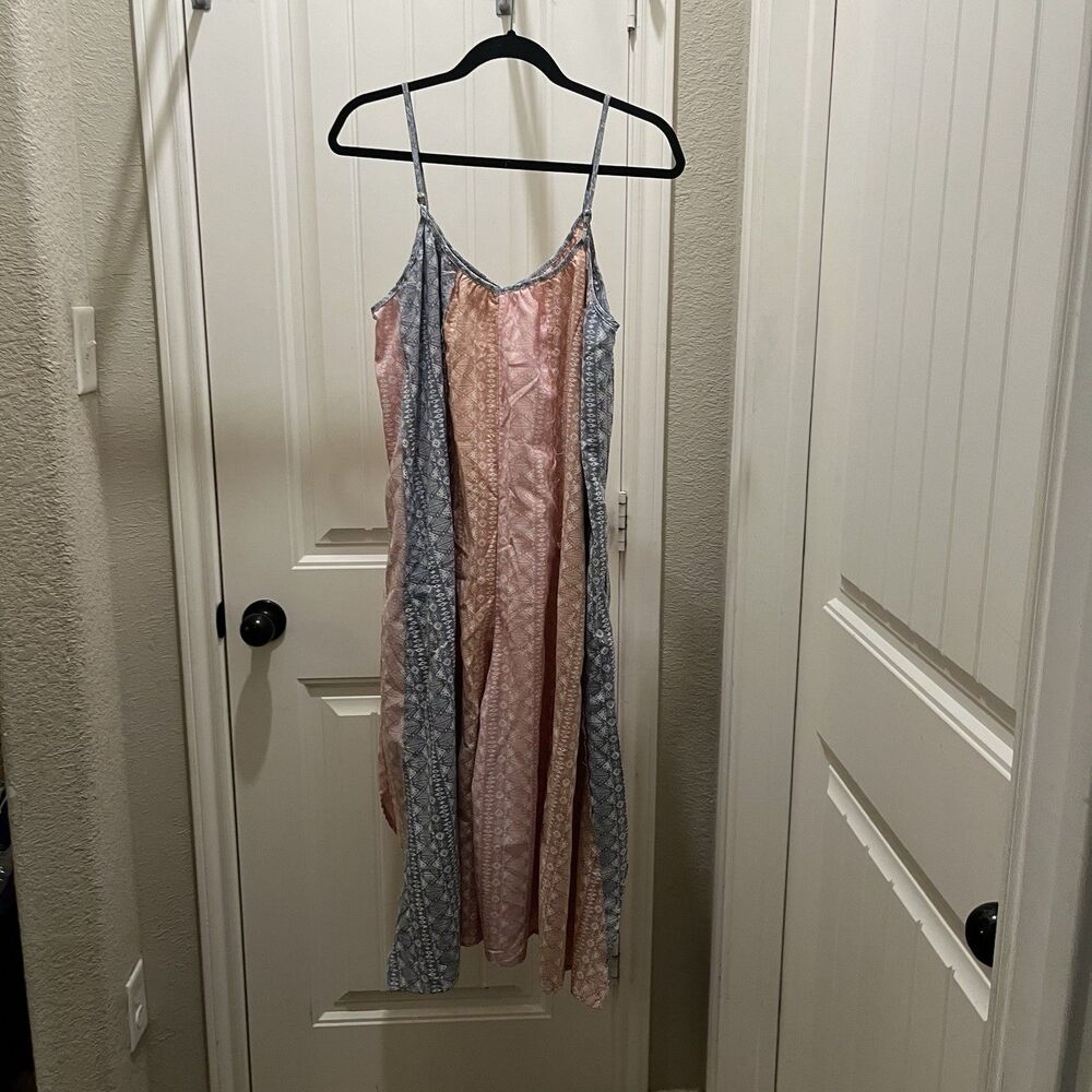 Womens Patchwork Pink Jumper Wide Leg Jumpsuit Harem Pant Festival One Piece M/L